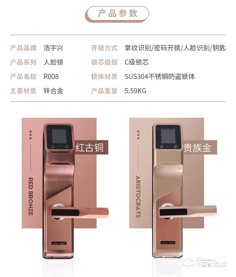 浩宇興智能鎖 人臉鎖掌靜脈密碼鎖手機遠程開鎖