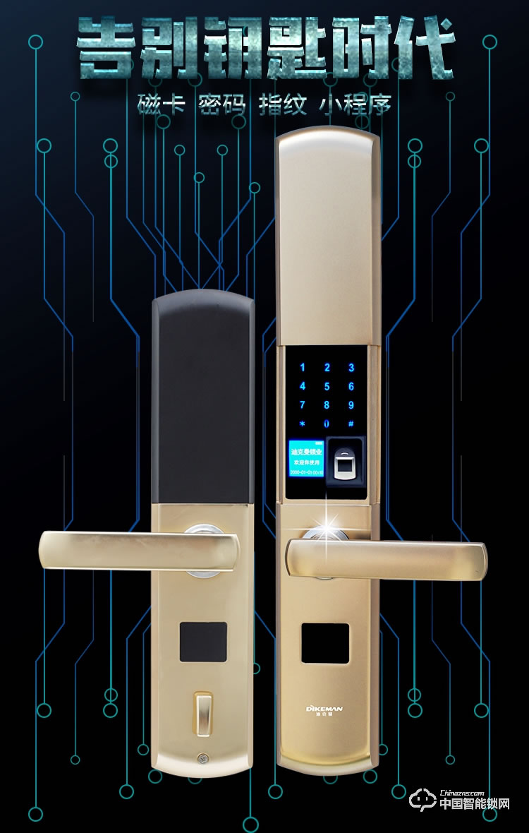 迪克曼智能鎖 防盜鎖新款指紋鎖家用防盜門智能鎖滑蓋鎖刷卡鎖A12