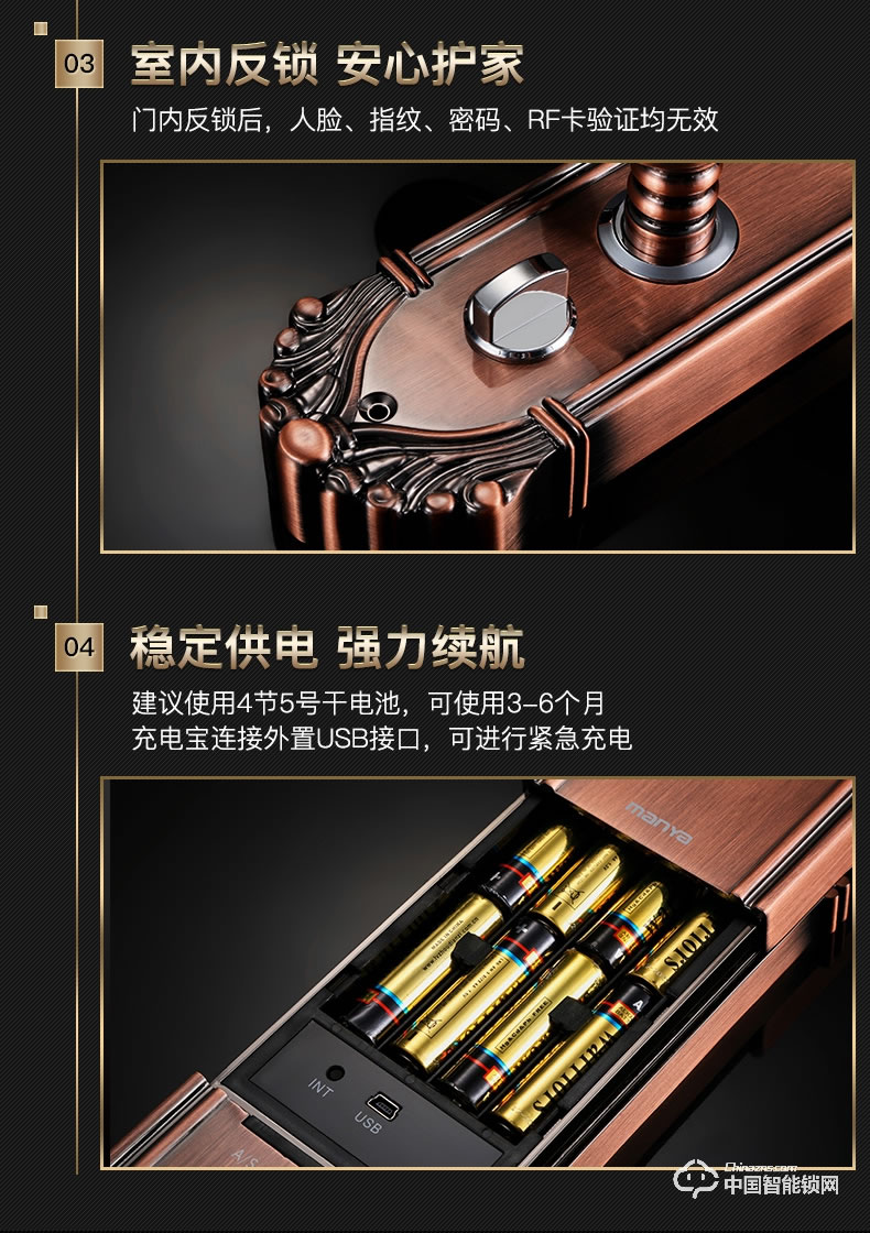 曼亞智能鎖 人臉識別鎖 全自動智能密碼指紋鎖F50