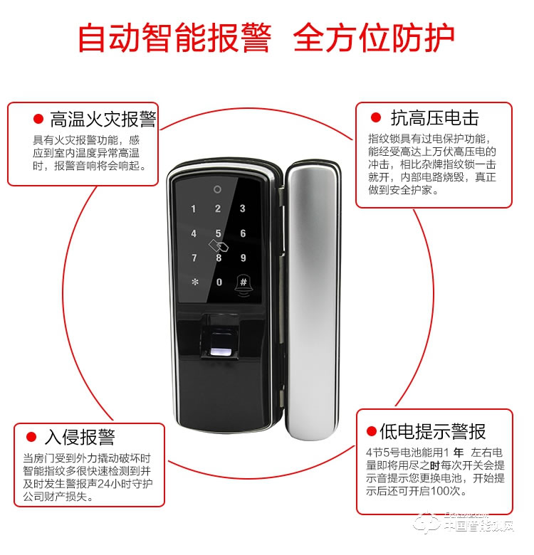 遙爾泰智能鎖 玻璃門指紋鎖 辦公室防盜刷卡鎖CYS-904