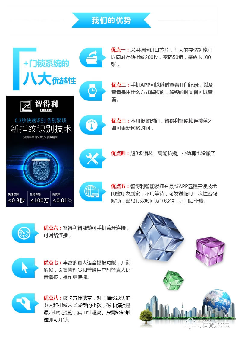 智得利智能鎖 家用防盜門指紋鎖密碼鎖A-680
