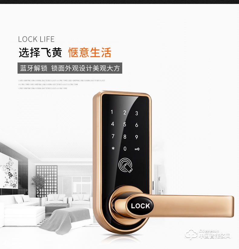 飛黃智能鎖 鋅合金材質密碼藍牙門鎖