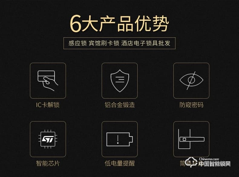 飛黃智能鎖 鈦鋁合金材質刷卡鎖面板鎖