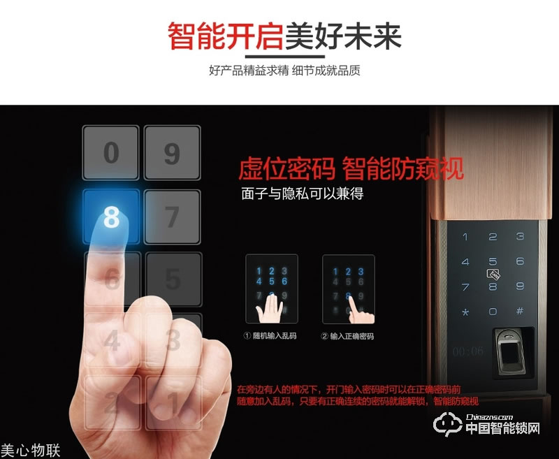 美心物聯智能鎖 滑蓋指紋密碼鎖 防盜門智能鎖