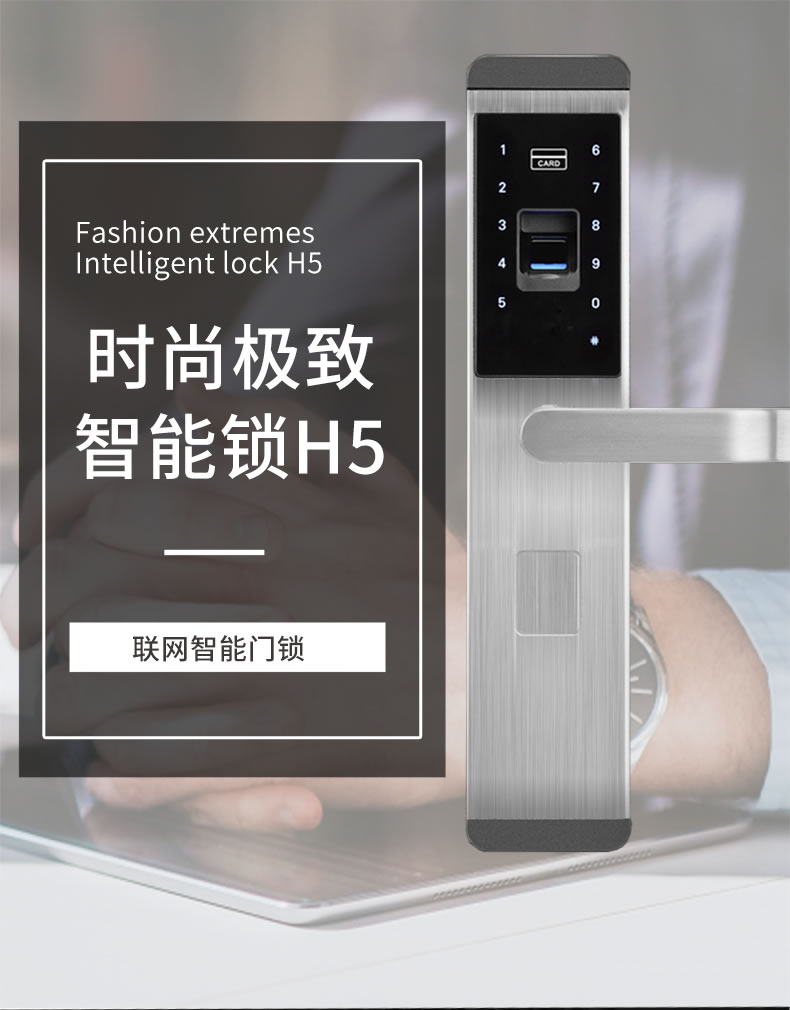 小家丁指紋鎖  H5智能鎖大門鎖磁卡鎖密碼鎖