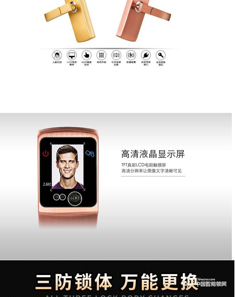 范斯洛克智能鎖 第一代人臉識別智能鎖 防盜密碼鎖