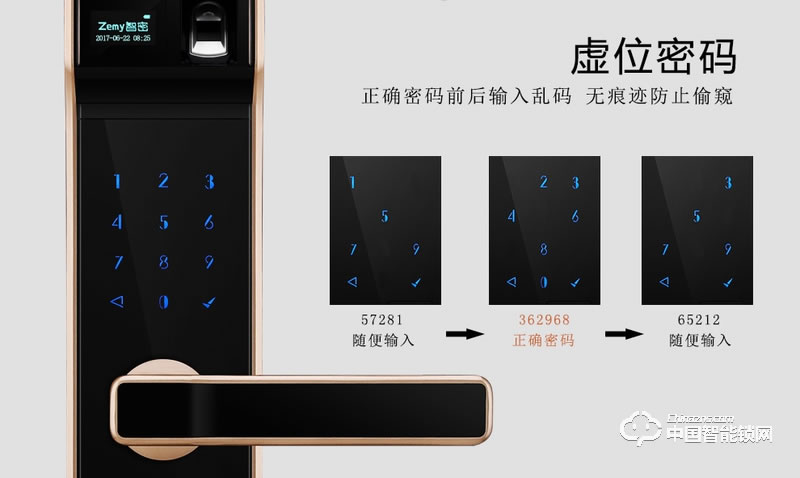 智密智能鎖 香檳金指紋密碼鎖 小滑蓋刷卡鎖