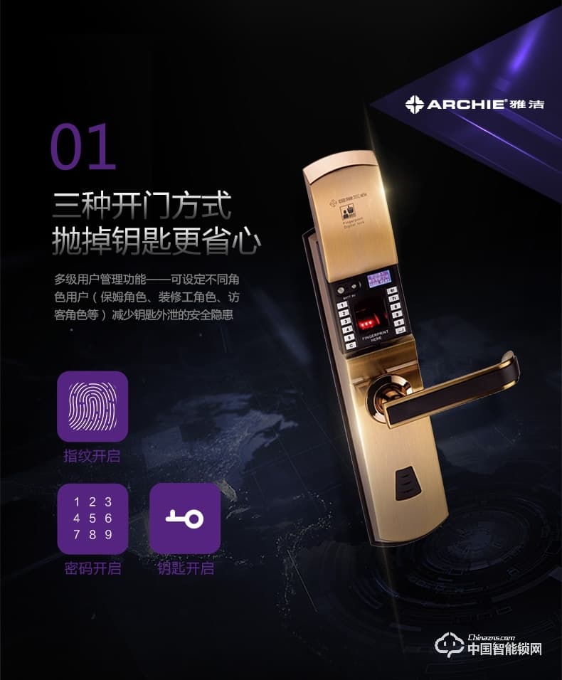 雅潔智能門鎖 AJ1021-01防盜大門密碼鎖戶外家用