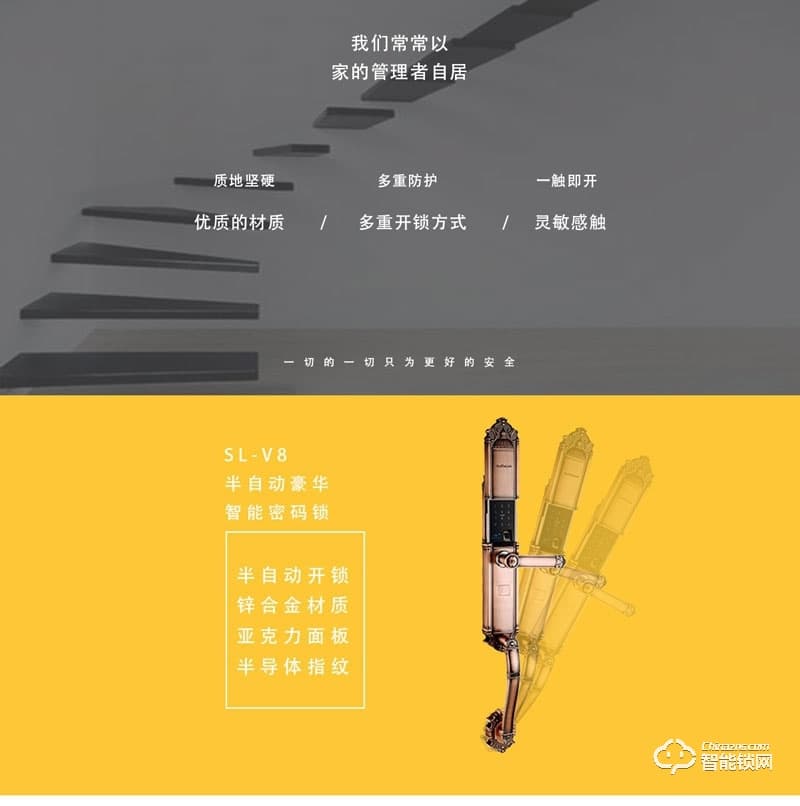 森萊智聯智能鎖 SL-V8豪華別墅智能指紋密碼鎖