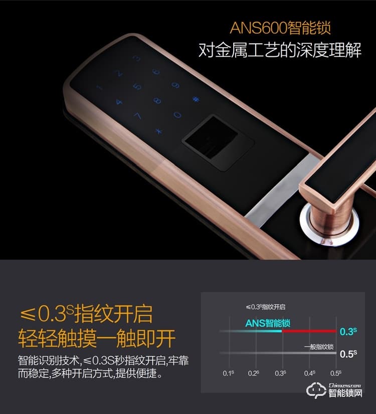 安諾斯智能鎖 智能鎖指紋密碼門鎖ANS600