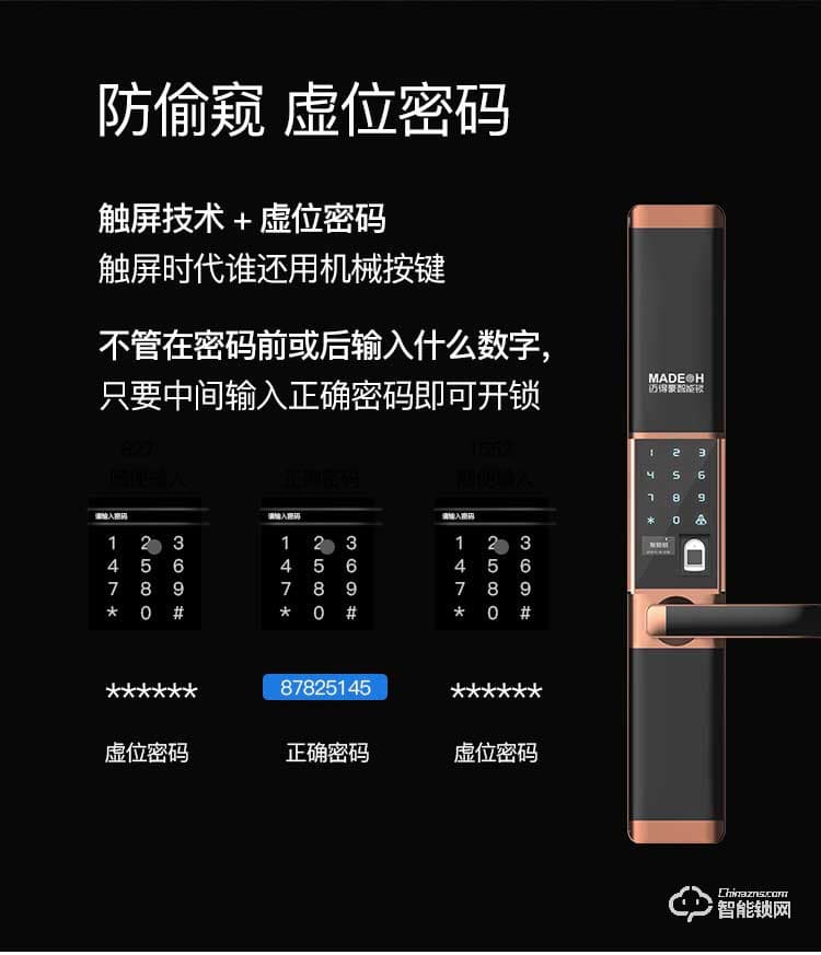 邁得豪智能鎖 MDH-M7 指紋鎖 滑蓋電子密碼鎖