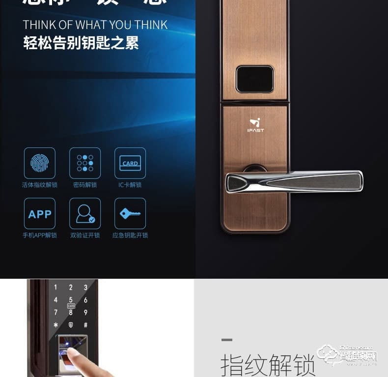 艾飛斯智能鎖 滑蓋感應密碼大門鎖