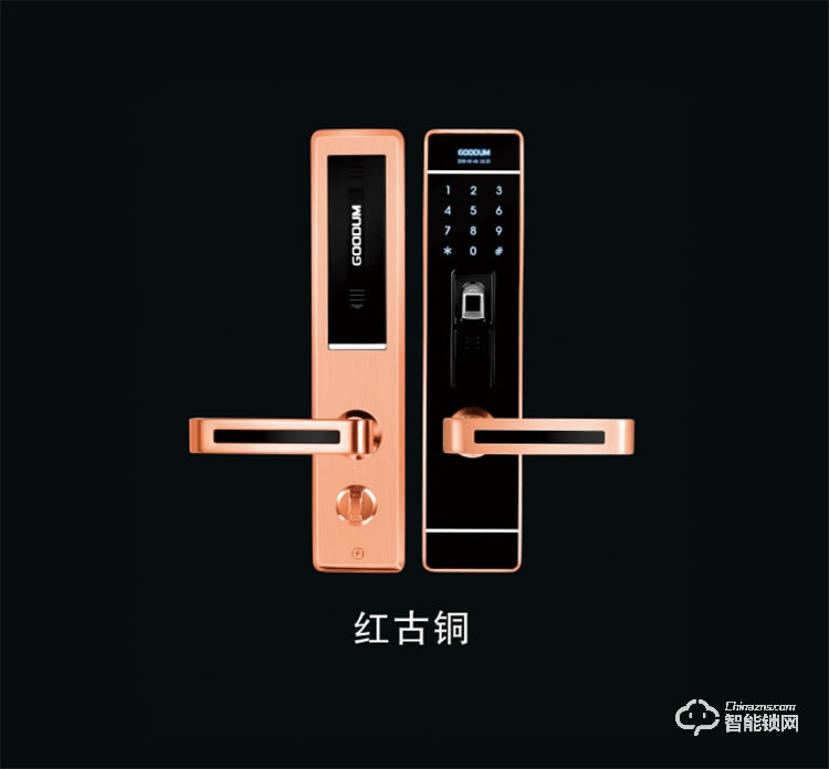 高盾智能鎖 T6800指紋密碼電子鎖 純不銹鋼防盜門天地桿鎖體