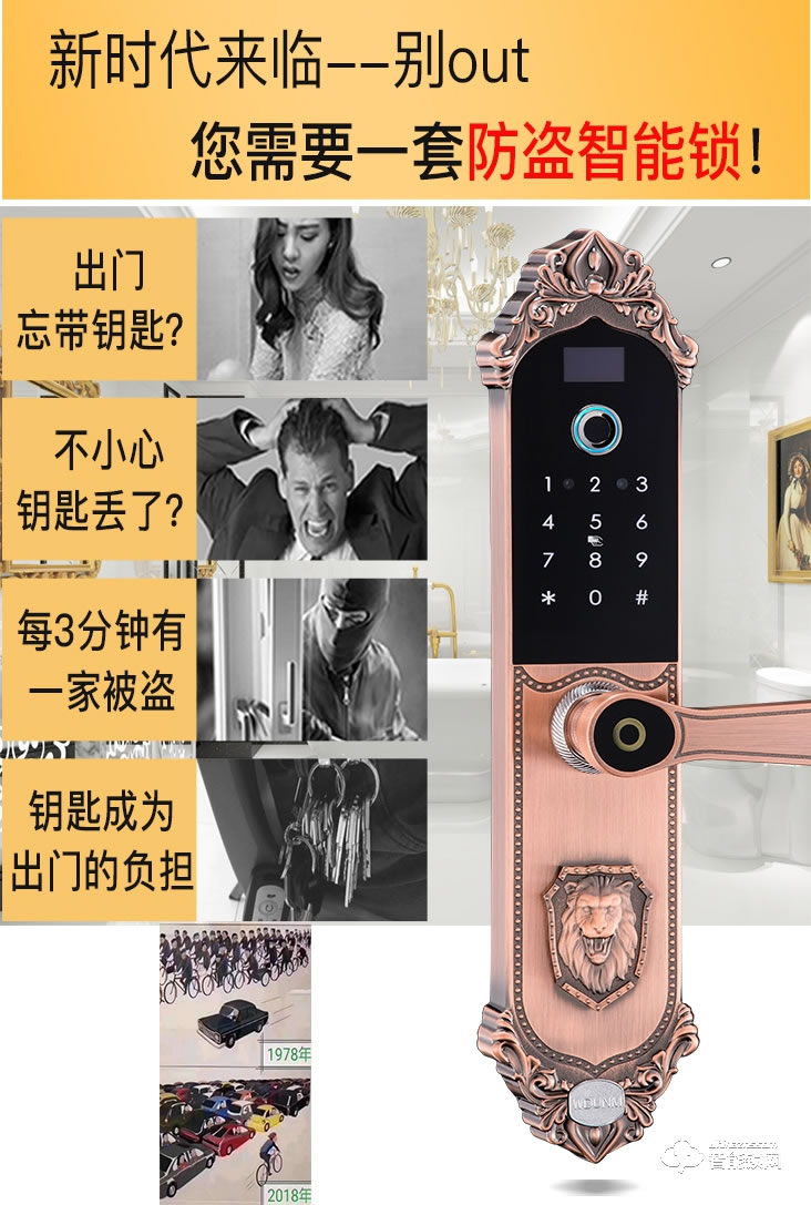 威士迪智能鎖 H610指紋密碼刷卡鎖