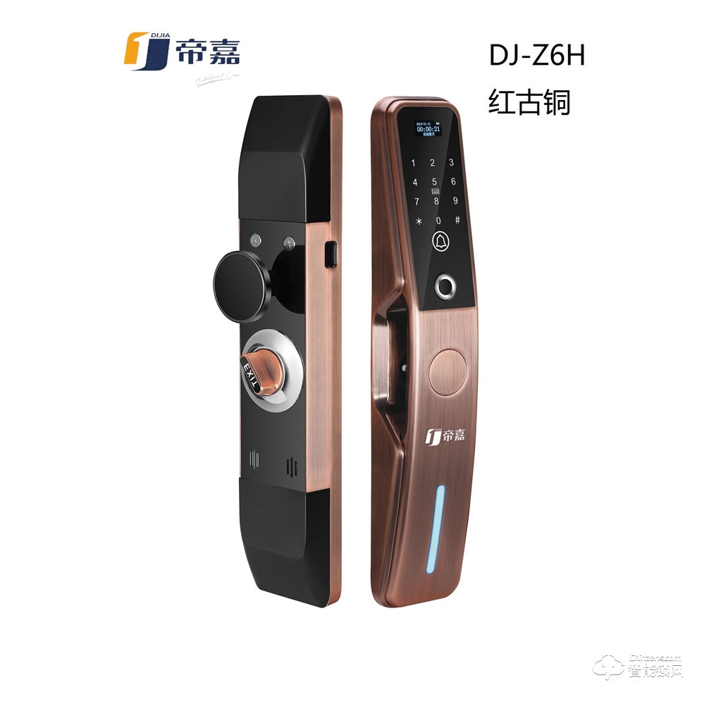 帝嘉智能鎖 全自動系列DJ-Z6H紅古銅指紋密碼鎖