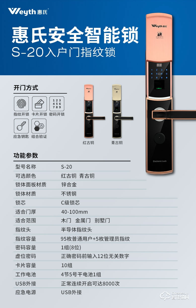 惠氏智能鎖 S-20通用型智能密碼鎖