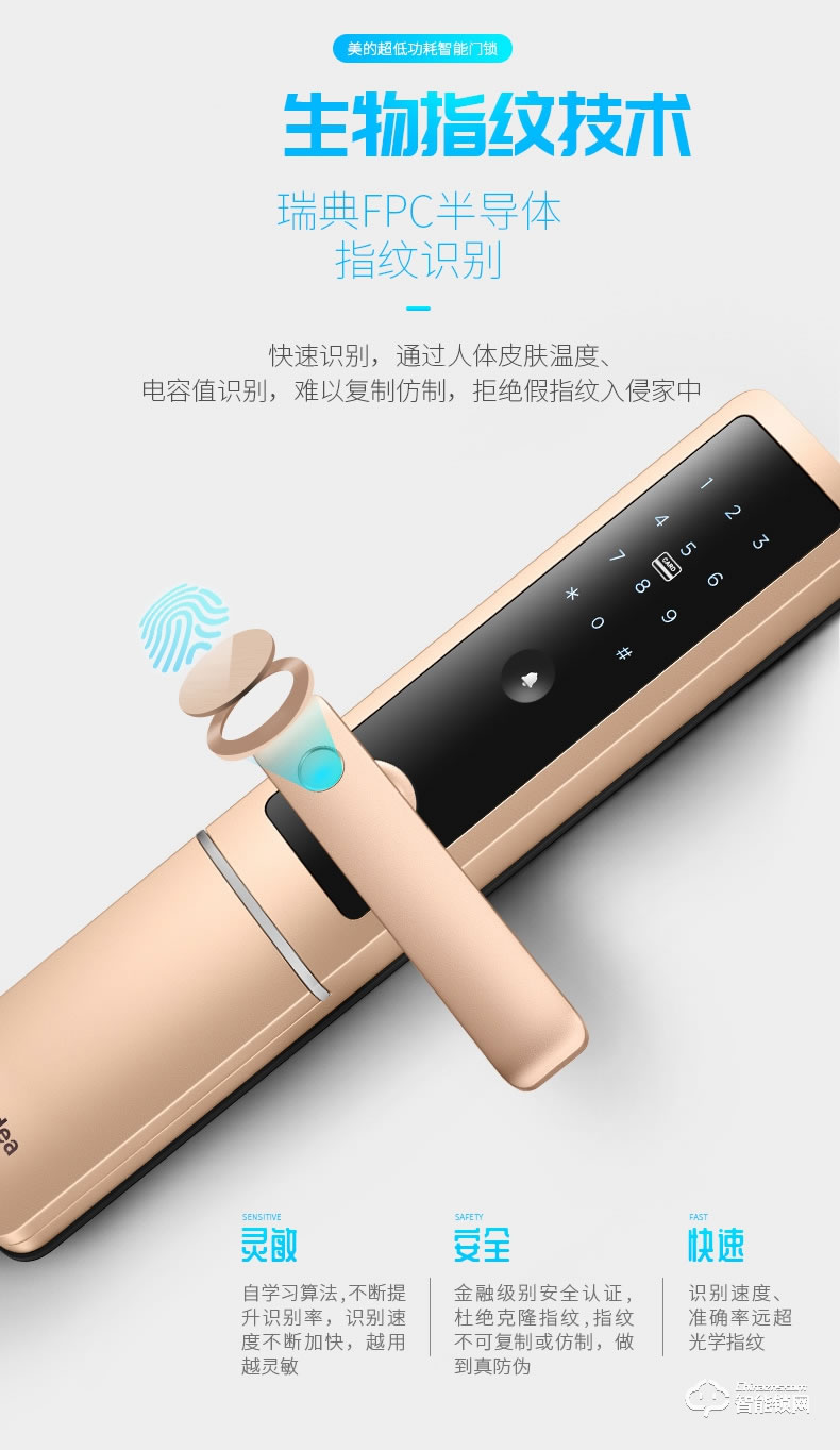 美的指紋鎖 瑞典FPC半導體電子鎖