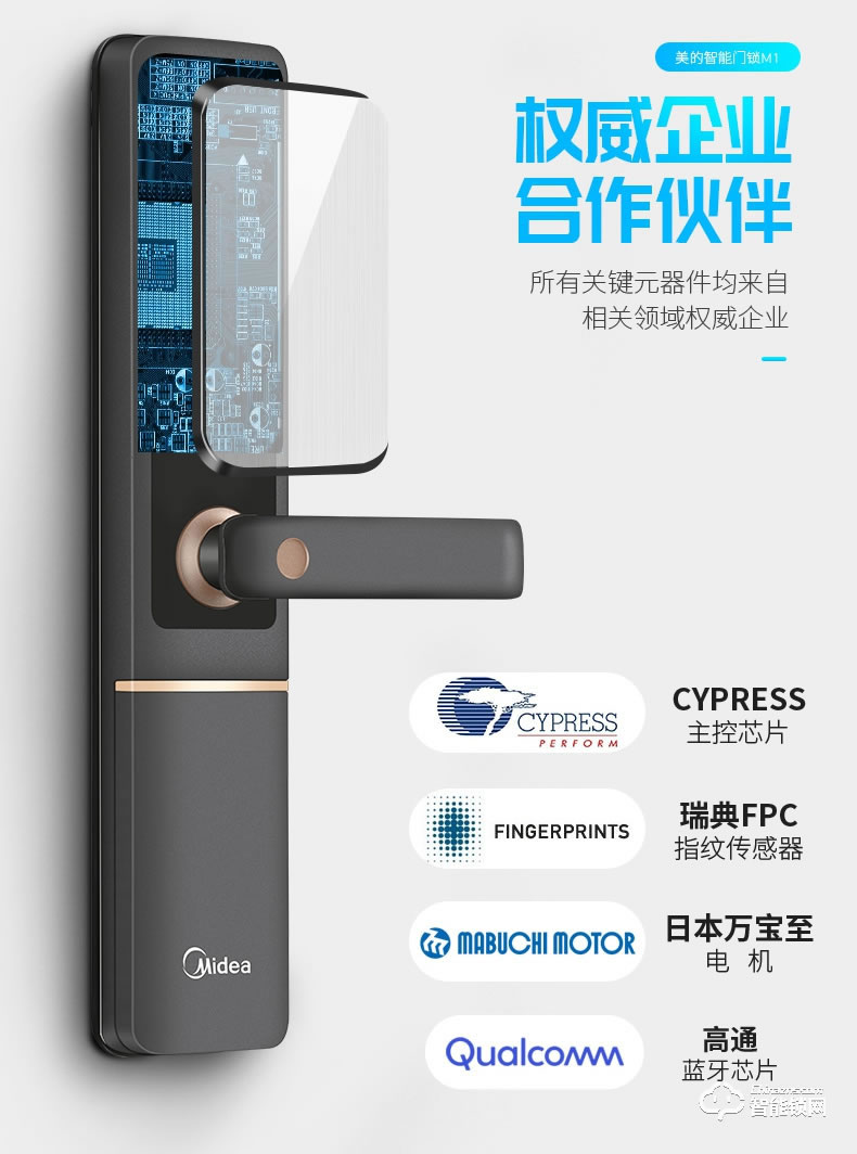 美的指紋鎖 藍(lán)牙防特斯拉線圈鎖