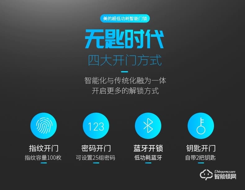 美的指紋鎖 藍(lán)牙防特斯拉線圈鎖