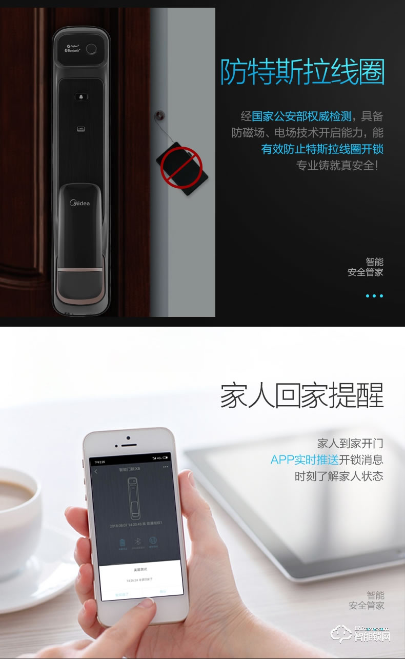 美的指紋鎖 X6推拉式全自動電子鎖