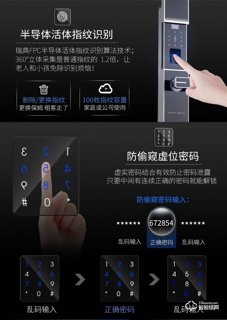祖程智能鎖 智能指紋感應鎖