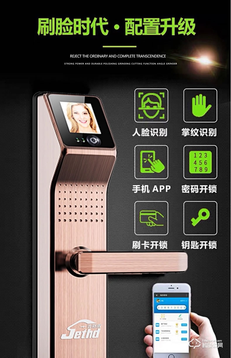 吉斯盾智能鎖 LZ-R100面部識別掌紋識別紅外智能鎖