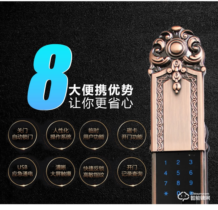中霸智能鎖 Z87智能指紋鎖密碼鎖刷卡鎖