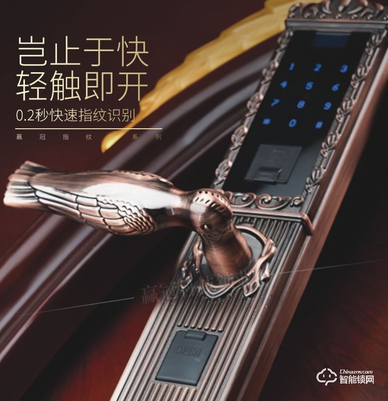 贏冠智能鎖 別墅大門銅門指紋鎖