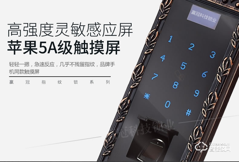 贏冠智能鎖 別墅大門銅門指紋鎖