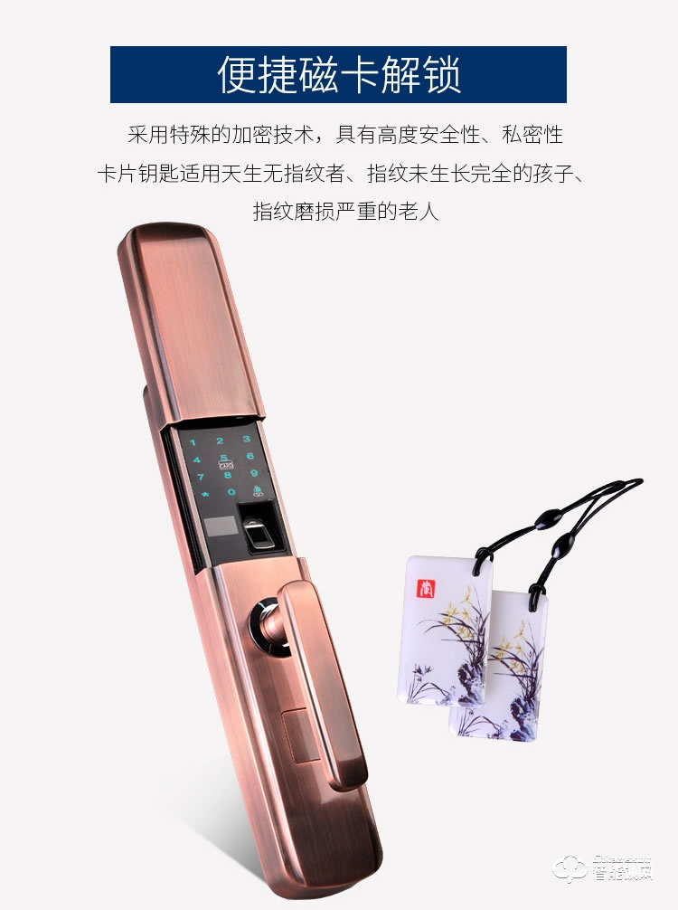 羅斯盾智能鎖 家用防盜門電子門鎖磁卡鎖