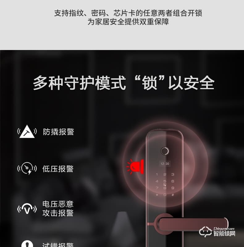 國民安全智能鎖 V3虛位密碼鎖家用指紋鎖