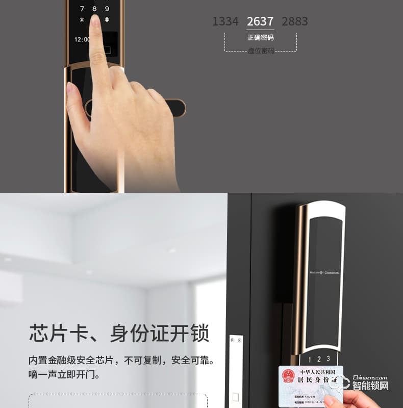 國民安全智能鎖 V5虛位密碼鎖家用指紋鎖