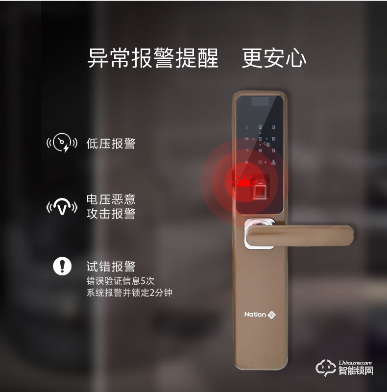 國民安全智能鎖 H1虛位密碼鎖家用指紋鎖