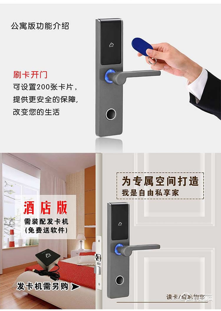 居頂指紋鎖 酒店鎖隱藏鎖孔賓館電子鎖