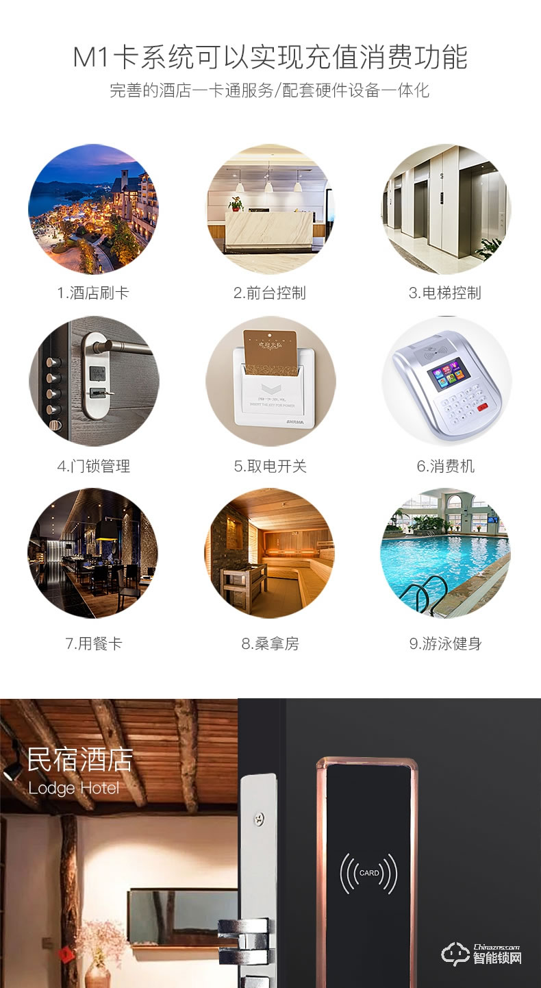 居頂指紋鎖 民宿出租房鎖公寓智能刷卡門鎖