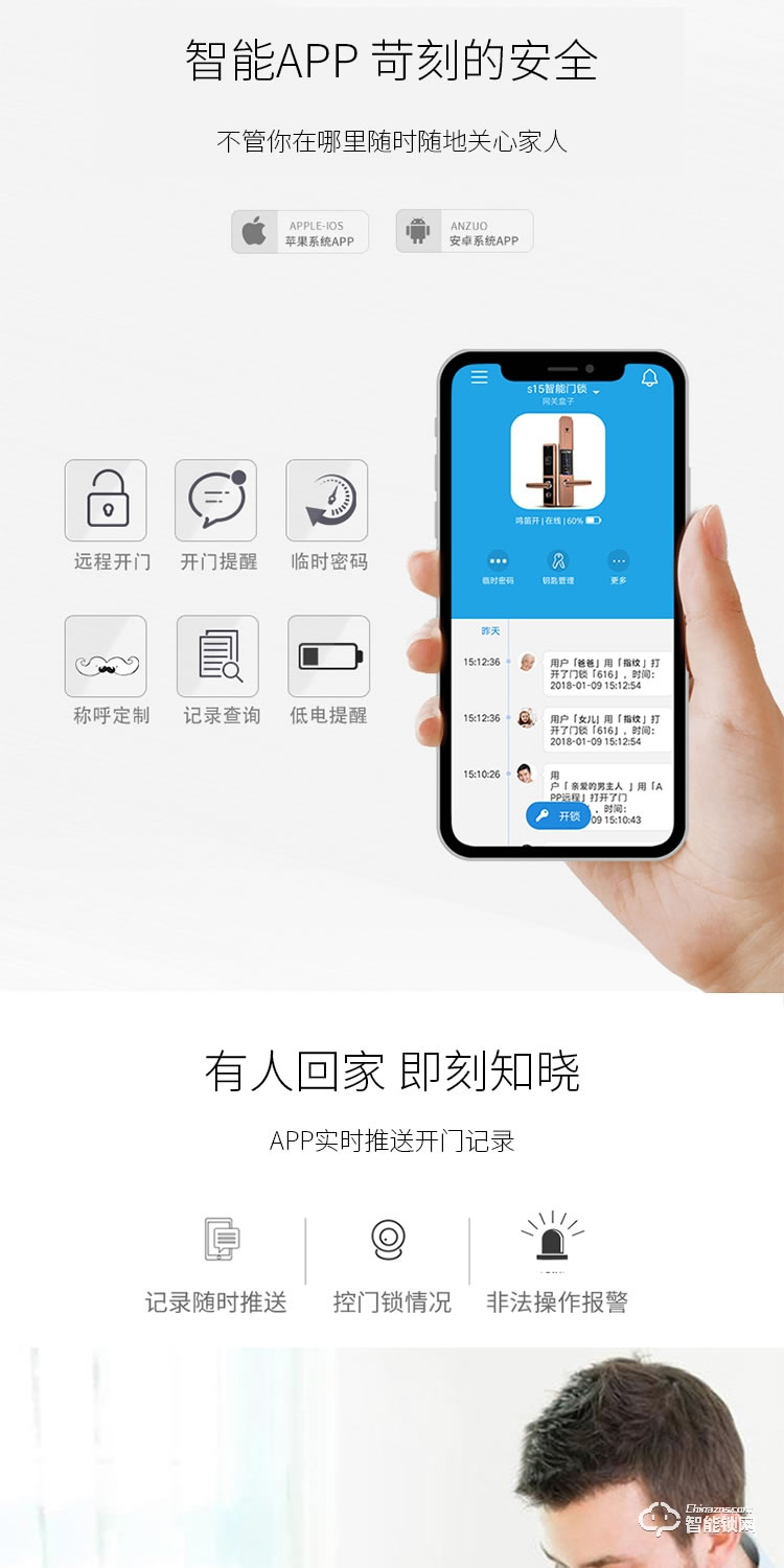 居頂指紋鎖 K8家用防盜門滑蓋智能刷卡鎖 