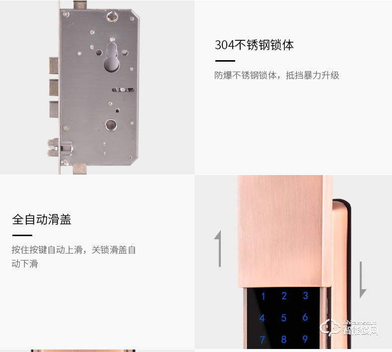 騰飛指紋鎖 家用密碼鎖推拉式防盜門智能感應鎖