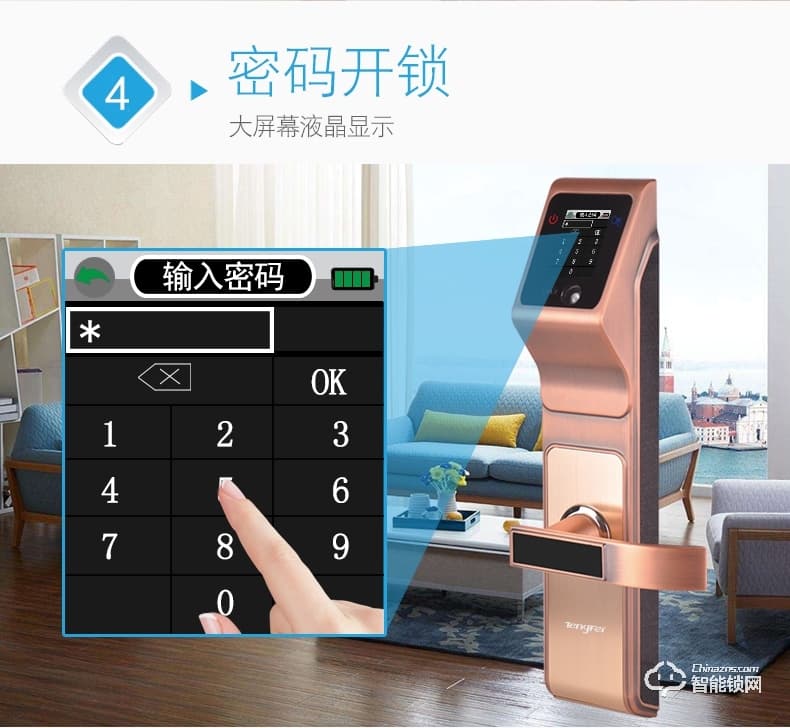騰飛指紋鎖 人臉識別鎖防盜門密碼智能門鎖