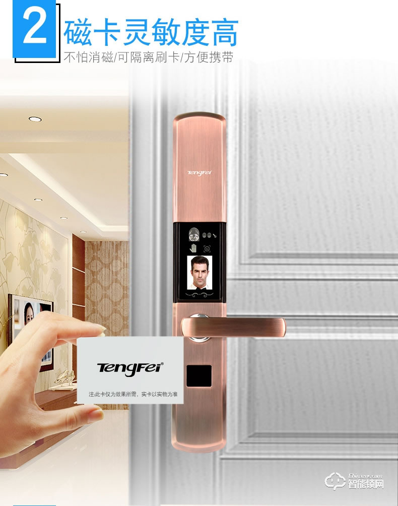 騰飛指紋鎖 智能人臉識(shí)別家用防盜門(mén)密碼鎖