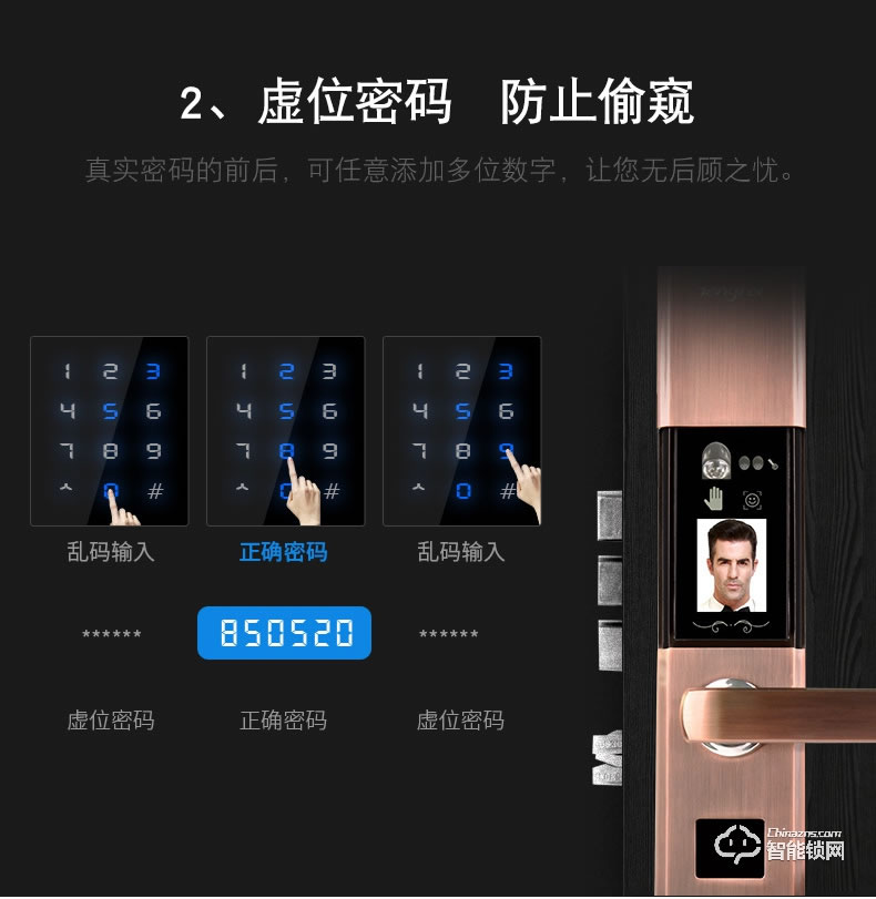 騰飛指紋鎖 智能人臉識(shí)別家用防盜門(mén)密碼鎖
