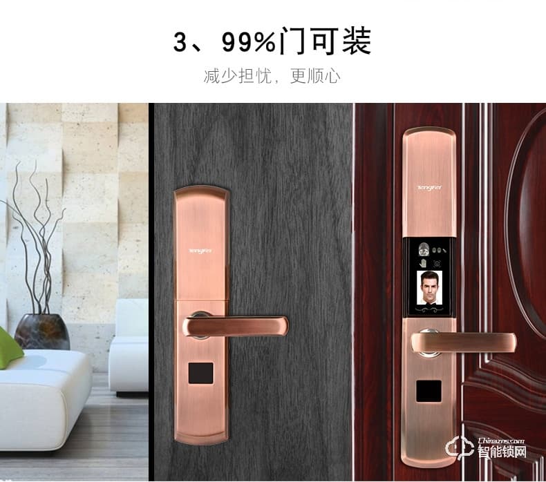 騰飛指紋鎖 智能人臉識(shí)別家用防盜門(mén)密碼鎖