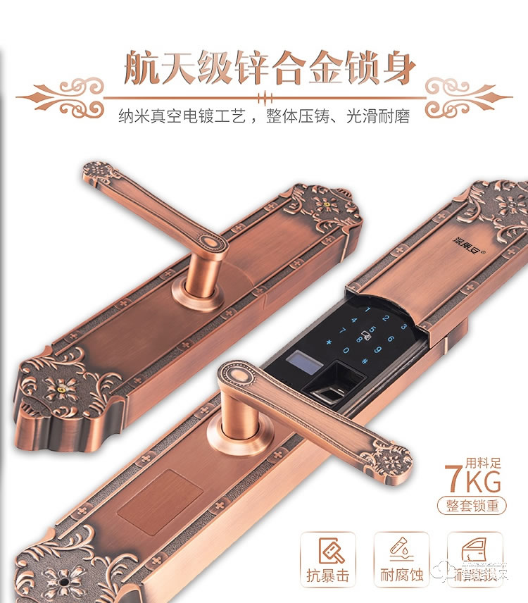 深麗安智能鎖 G5別墅門防盜銅鐵鋁合金門磁卡鎖