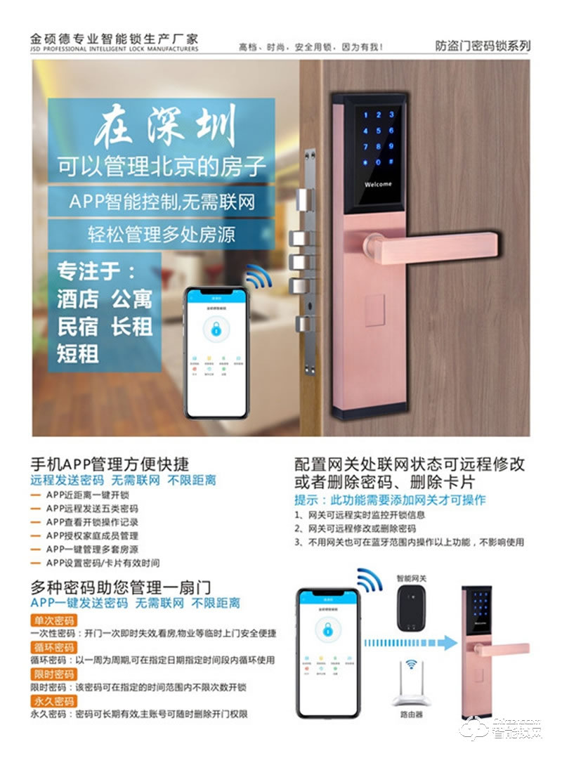 金碩德智能鎖 618防盜門密碼鎖