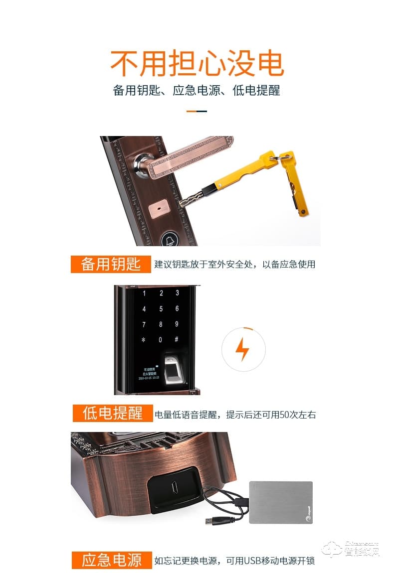 巨頭智能鎖 復古銅門雙開門智能門鎖