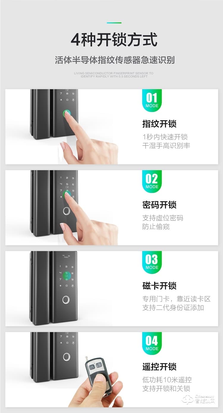 百蒙智能鎖 辦公室免開孔玻璃門指紋鎖