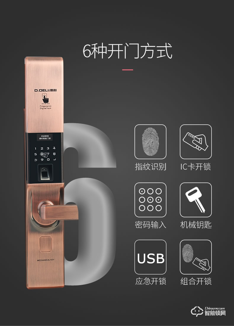 德利智能鎖 防盜門(mén)鎖木門(mén)智能密碼鎖
