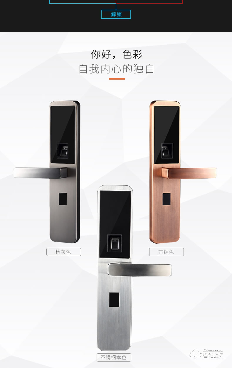 英特羅指紋鎖 智能門鎖防盜木門不銹鋼門鎖