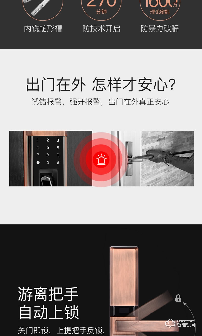 創(chuàng)佳智能鎖 室外門智能指紋刷卡密碼門鎖