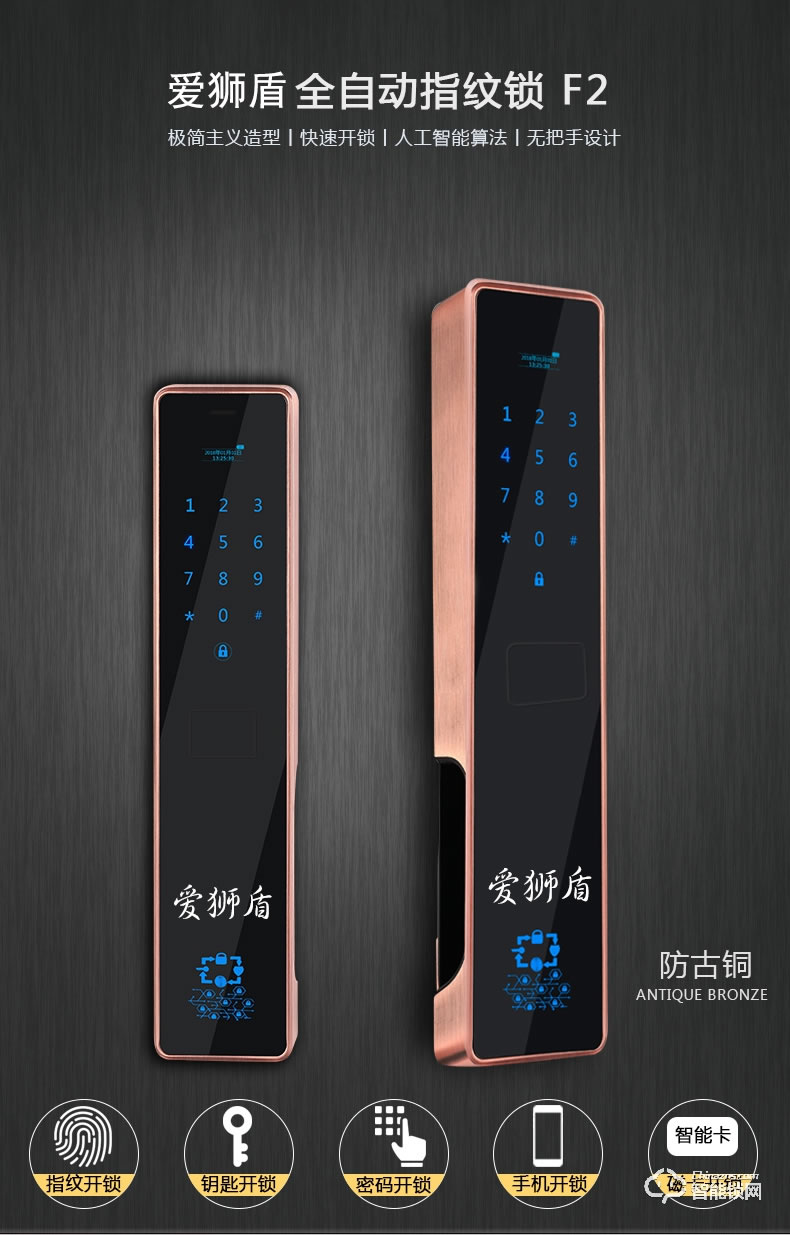 愛獅盾智能鎖 ASD-F2全自動指紋鎖家用防盜門鎖
