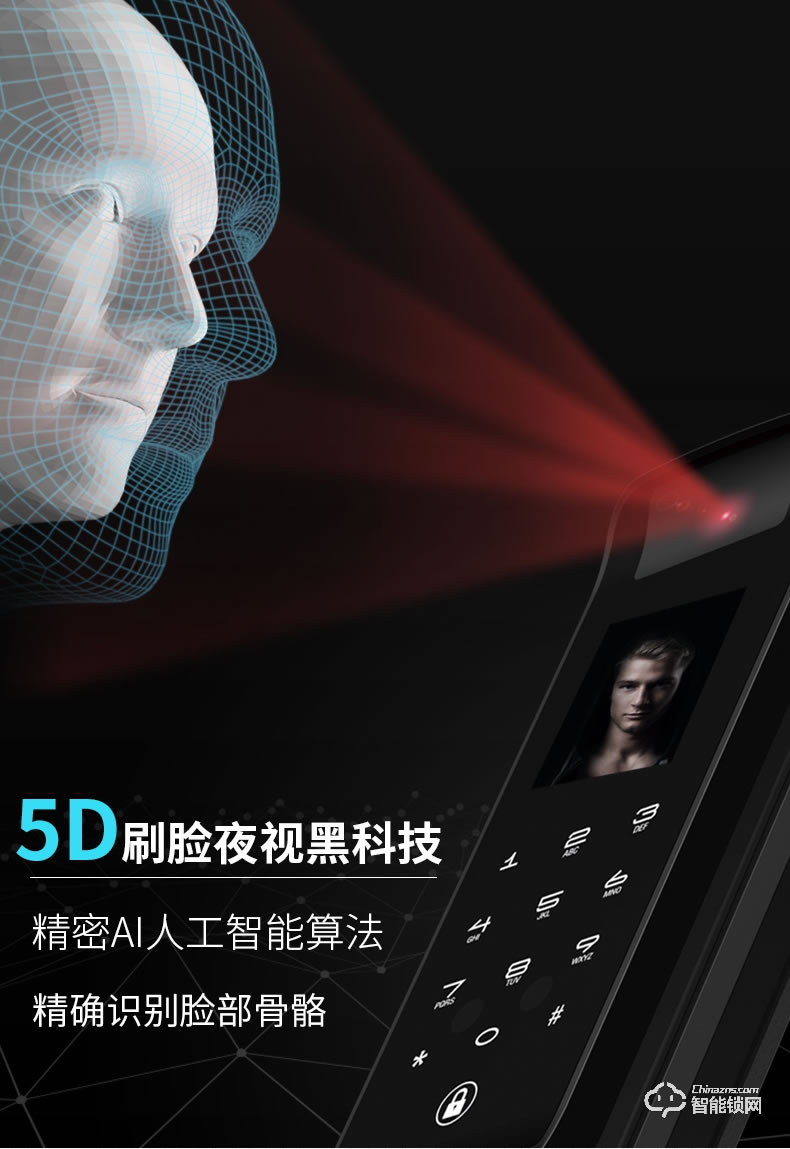 德奧西智能鎖 D808人臉識別掌靜脈全自動智能鎖